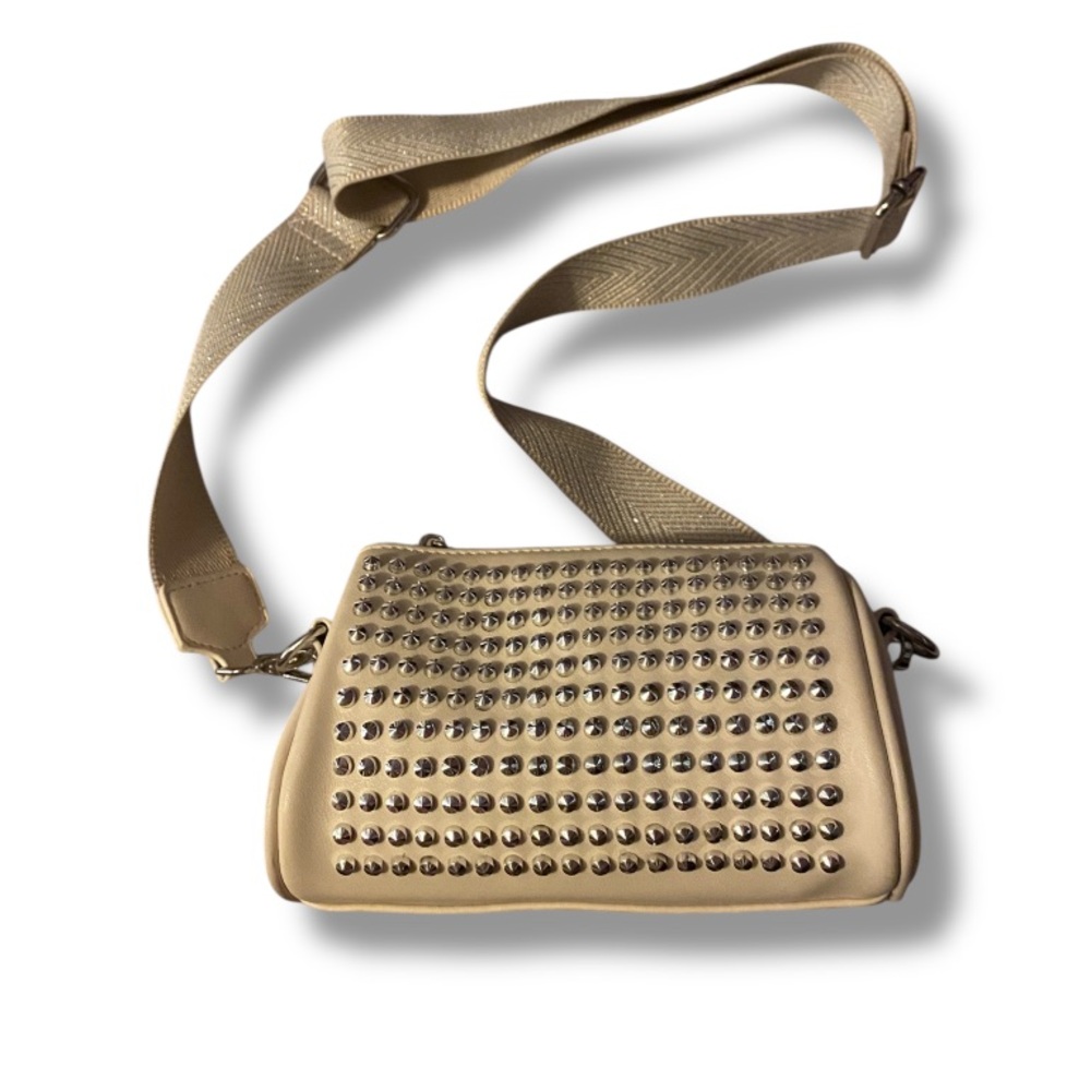 Most Wanted Studded Cream Colored Crossbody Bag